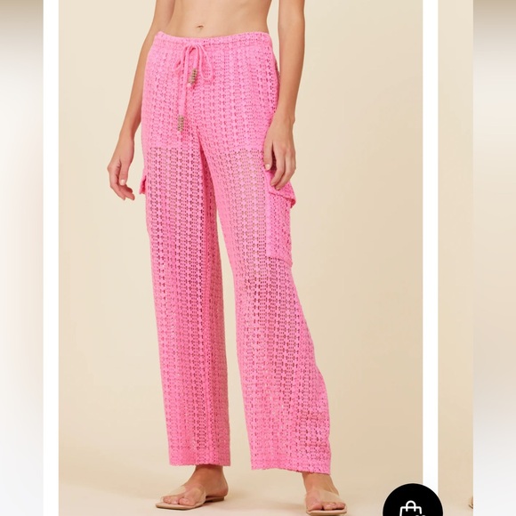 BNWT ๐ SURF GYPSY Crochet Cargo beach Pant in Hot Pink ๐โโ๏ธ - Picture 3 of 13